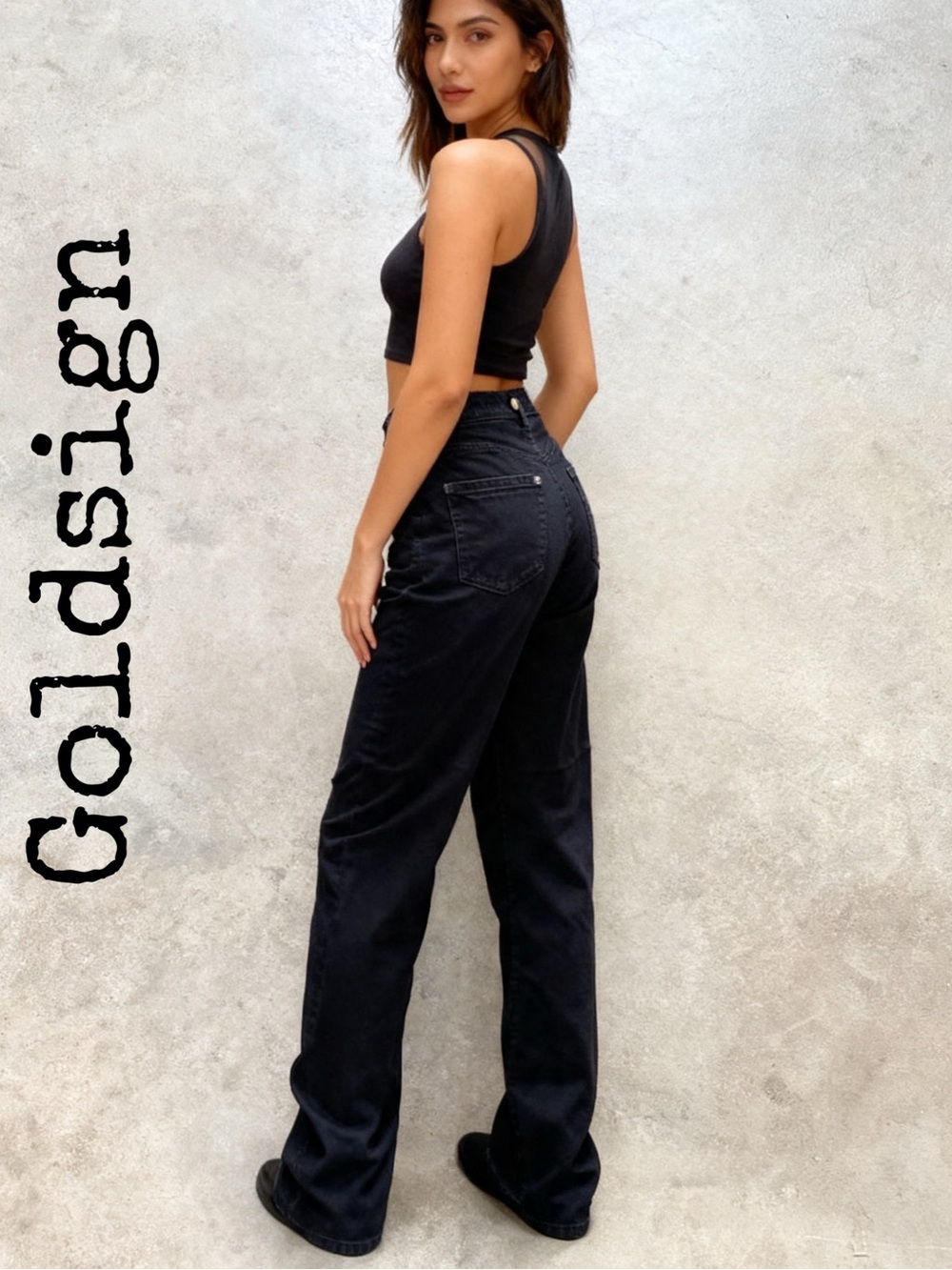 GOLDSIGN
Black Slim Button-Fly Jeans